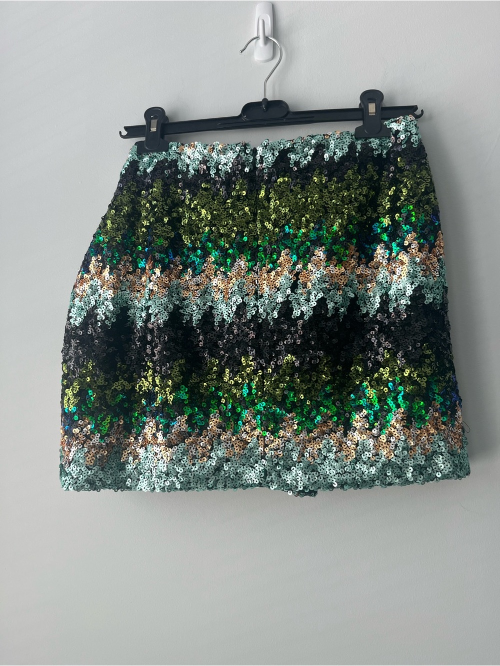 Sezane Sequined Mini Skirt in Green, Blue & Gold - Picture 2 of 3